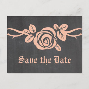 Faire-part Carte postale « Peach Rose Chalkboard » pour annon