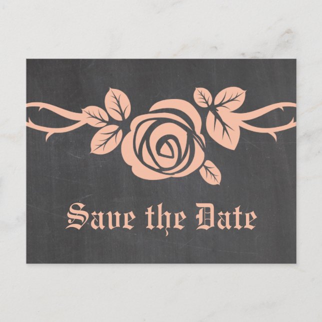 Faire-part Carte postale « Peach Rose Chalkboard » pour annon (Devant)