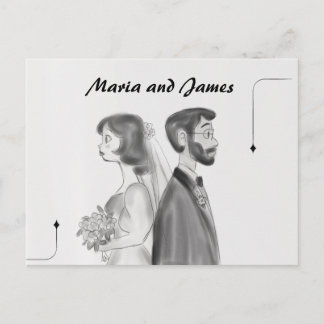 Faire-part Carte postale personnalisée pour les mariés - Vint
