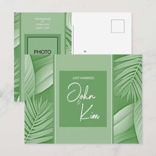 Faire-part Carte postale photo avec QR code d'annonce de mari (Devant / Derrière)