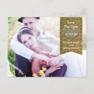 Faire-part Carte postale PHOTO cœur PAILLÉ or MISE À JOUR