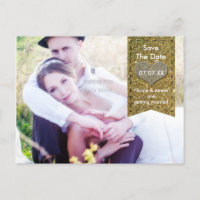 Carte postale PHOTO cœur PAILLETES or SAVE THE DAT