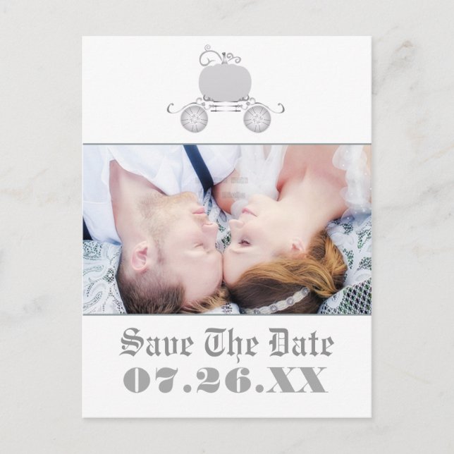 Faire-part Carte postale photo de mariage Cinderella Carrosse (Devant)