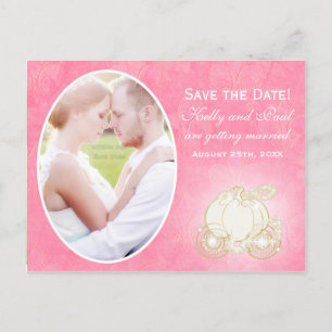 Faire-part Carte postale photo de mariage Cinderella Pink Car