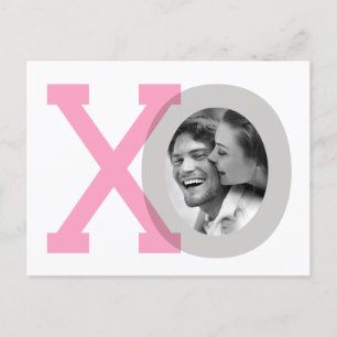 Faire-part Carte postale photo de mariage XO Grey Pink Save D