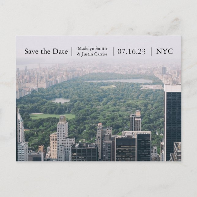 Faire-part Carte postale photo du parc central de NYC - Save  (Devant)