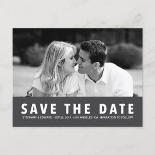 Faire-part Carte postale photo grise simple moderne pour anno