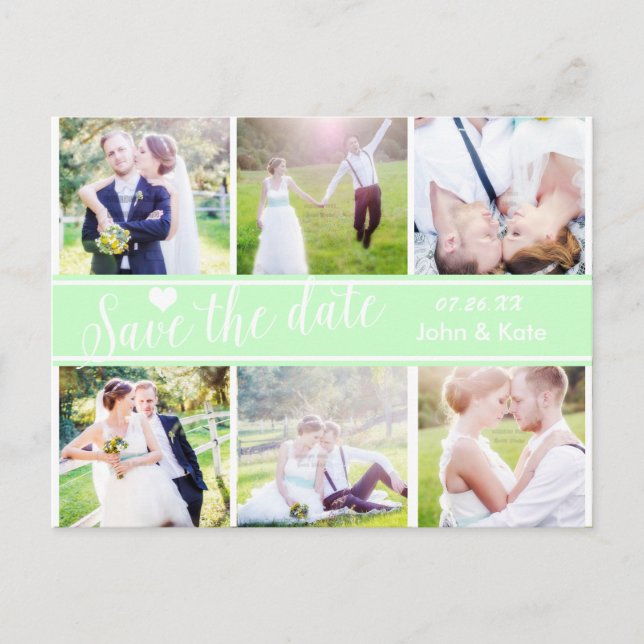 Faire-part Carte postale photo SAVE THE DATE Mariage Vert Men (Devant)
