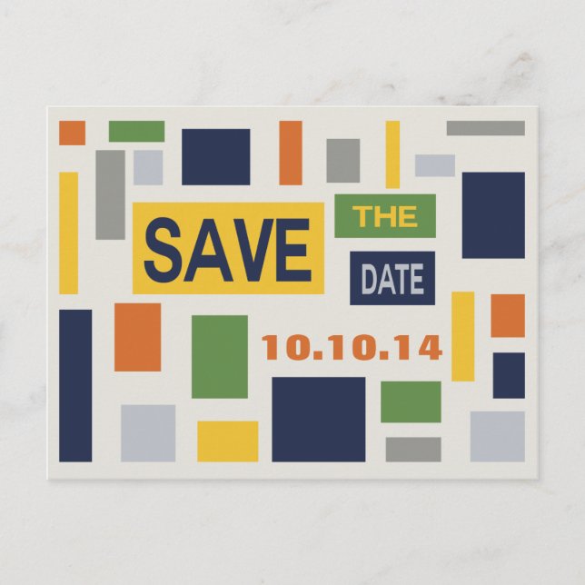 Faire-part Carte postale Pop Art Abstrait Save The Date - Ble (Devant)