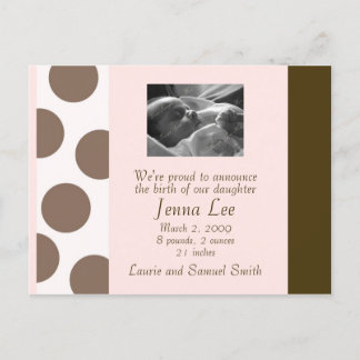 Faire-part Carte postale Pots rose et Brown (personnalisable)