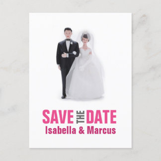 Faire-part Carte postale pour annoncer la date de votre maria