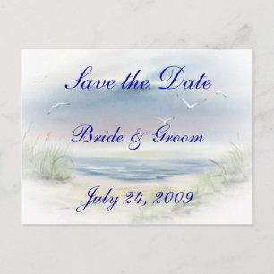 Faire-part Carte postale pour annoncer un mariage sur la plag