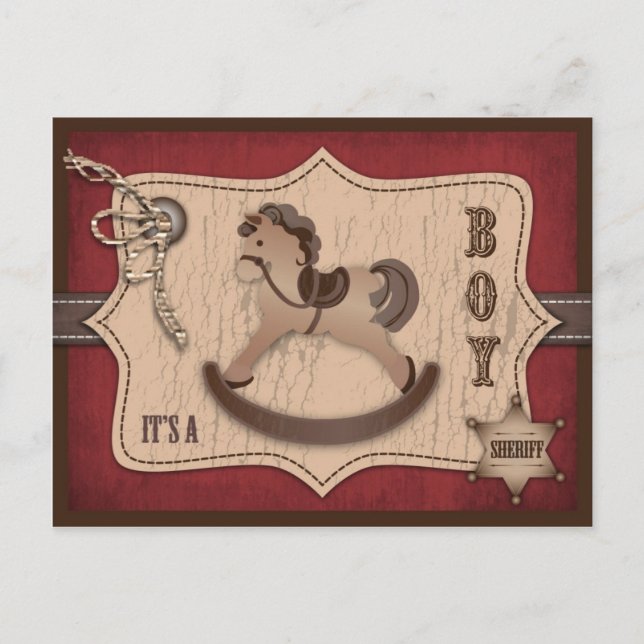 Faire-part Carte postale pour bébé Cowboy (Devant)