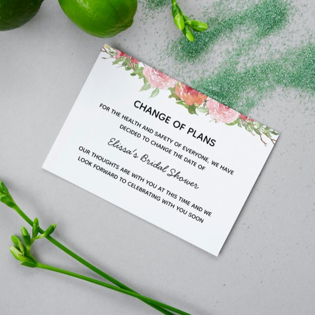 Faire-part Carte postale pour changement de date florale (Créateur téléchargé)