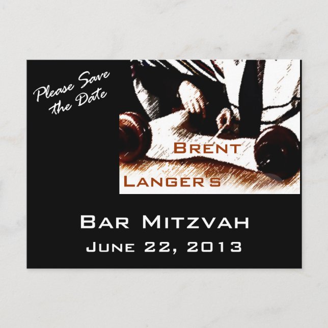 Faire-part Carte postale pour garçon de Bar Mitzvah (Devant)