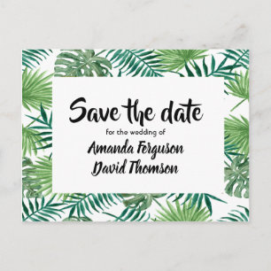 Faire-part Carte postale pour réserver la date avec feuilles 