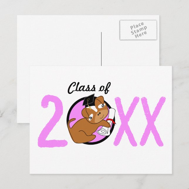 Faire-part Carte postale Puppy Pink Blank (Devant / Derrière)