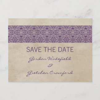 Faire-part Carte postale "Purple Rustic Lace" pour annoncer v