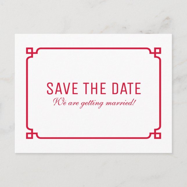 Faire-part Carte postale Red Deco Chic Save the Date (Devant)