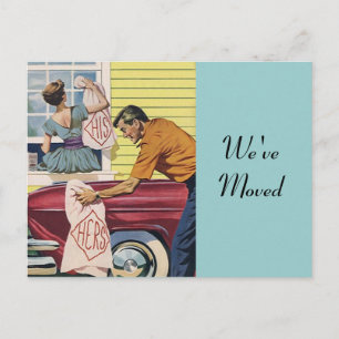 Faire-part Carte Postale Retro Couple Déménagement Nouvelle A