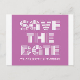 Faire-part Carte postale rétro de sauvegarde de date, Fuchsia