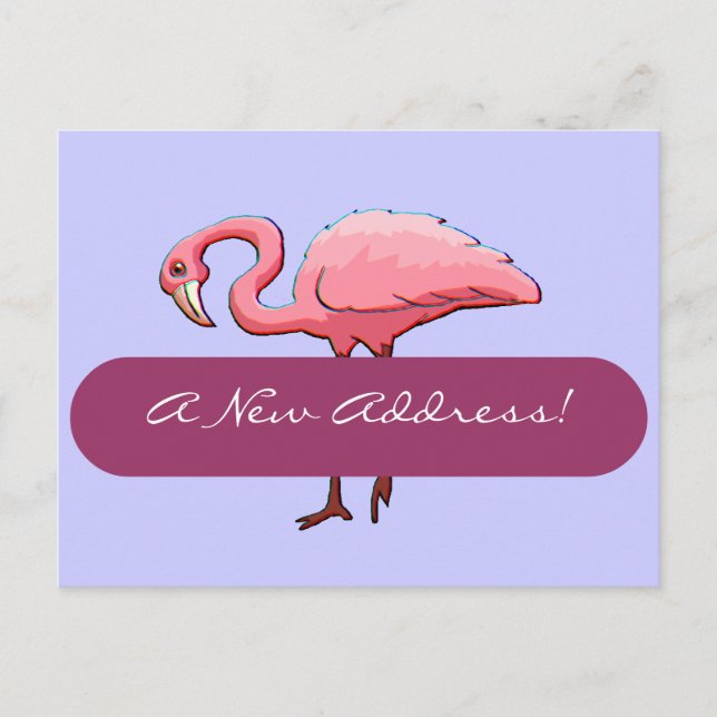 Faire-part Carte Postale Retro Flamant rose rose Nouvelle adr (Devant)