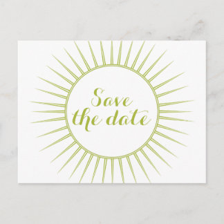 Faire-part Carte postale rétro verte pour annoncer la date de