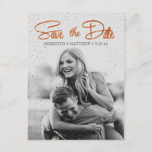 Faire-part Carte postale Rose Gold Confetti Save the Date