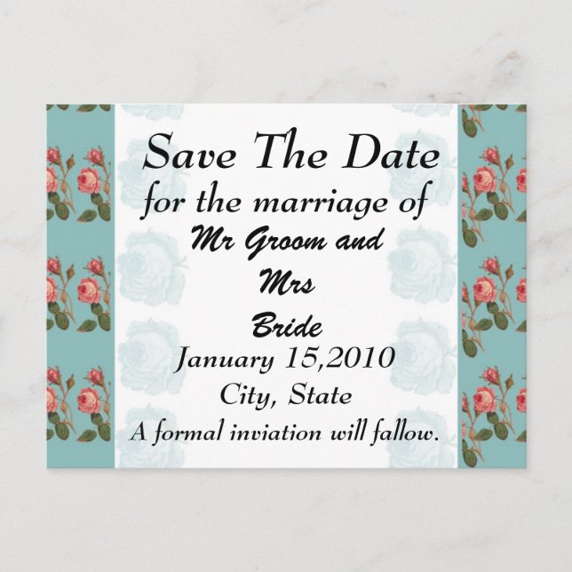 Faire-part Carte Postale Rose Rouge Sauve la Journée (Devant)