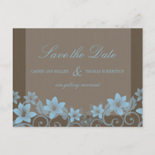Faire-part Carte postale "Sauver la date" à motif floral rust