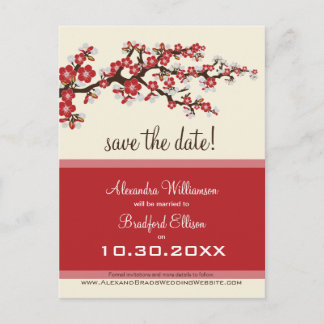 Faire-part Carte postale "Sauver la date" Fleur de cerisier (