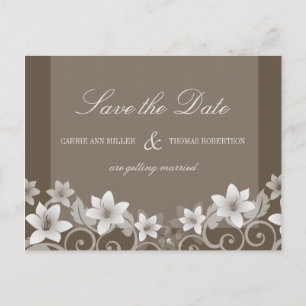 Faire-part Carte postale "Save the Date" à motif floral rusti