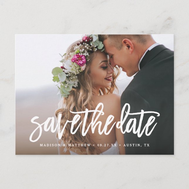 Faire-part Carte postale "Save the Date" avec finition brossé (Devant)