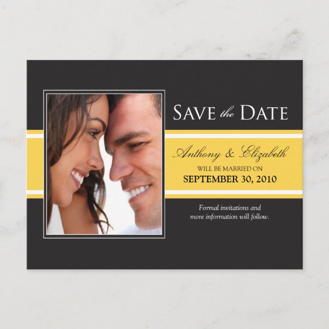 Faire-part Carte postale "Save the Date" avec une large rayur (Devant)