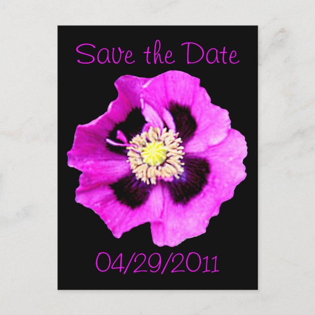 Faire-part Carte postale 'Save the Date' coquelicot oriental  (Devant)