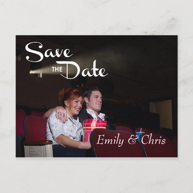 Faire-part Carte postale "Save the Date" écriture élégante (Devant)