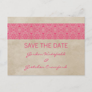 Faire-part Carte postale 'Save the Date' en dentelle rustique