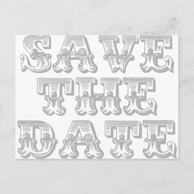 Faire-part Carte postale "Save the Date" gris argenté (Devant)