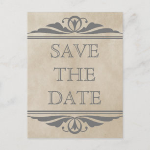 Faire-part Carte postale "Save the Date" grise élégante de st