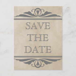 Faire-part Carte postale "Save the Date" grise élégante de st