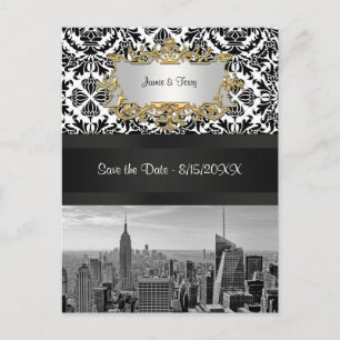 Faire-part Carte postale "Save the Date" NYC Skyline BW 431 D