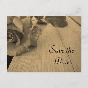 Faire-part Carte postale Save the Date Sepia Rose