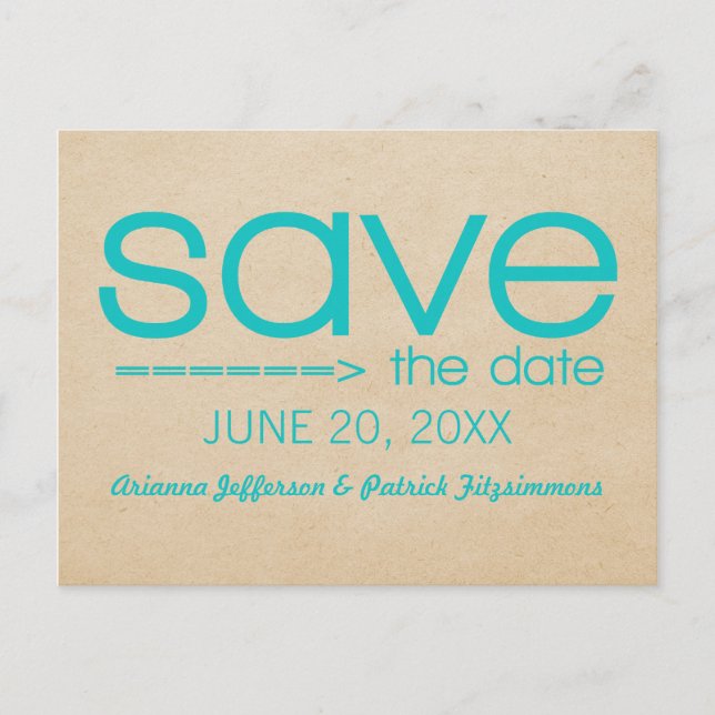 Faire-part Carte postale "Save the Date" typographie flèche,  (Devant)
