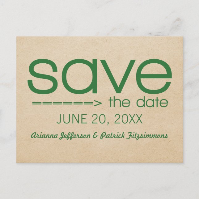 Faire-part Carte postale "Save the Date" typographie flèche,  (Devant)