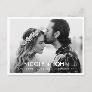 Faire-part Carte postale simple noir et blanc pour annoncer u