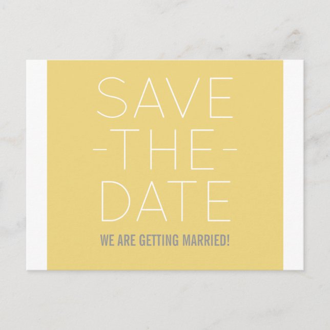 Faire-part Carte postale simple pour annoncer la date, jaune (Devant)