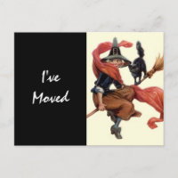 Carte postale Sorcière Vintage sur Balai Changé d'