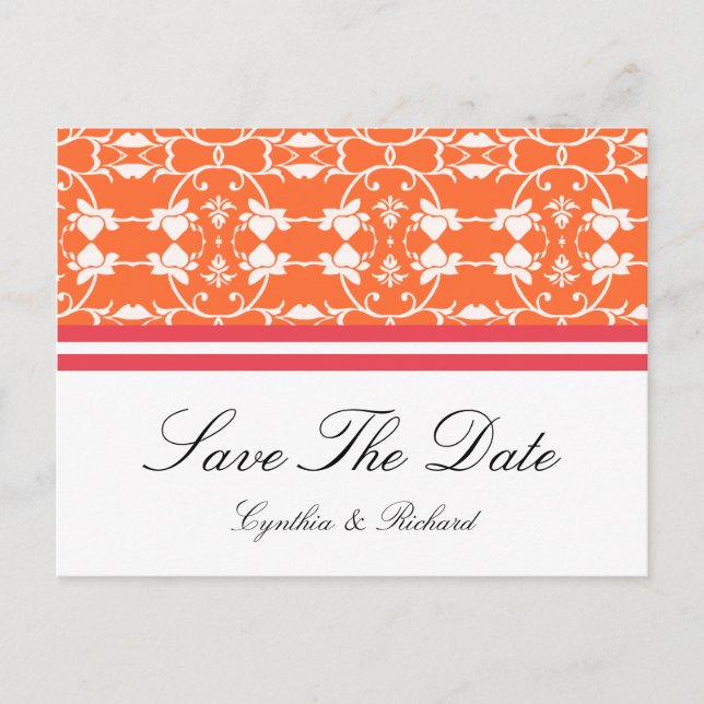 Faire-part Carte postale Tangerine Raspberry Orange Save The  (Devant)