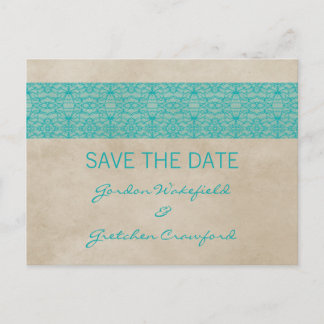 Faire-part Carte postale "Teal Rustic Lace" pour annoncer vot