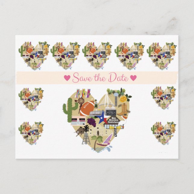 Faire-part Carte postale Texas Enregistrez la date (Devant)